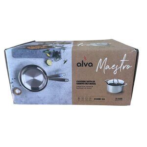 NIB ALVA Maestro 8"/3.9 qt Casserole W/Stainless Steel Lid